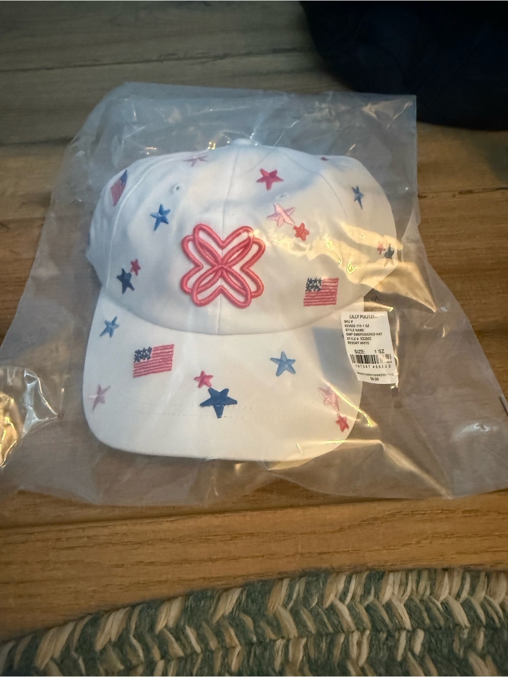 Lilly Pulitzer White Cap with Red & Blue Star and Flag Embroidery - Picture 2 of 2